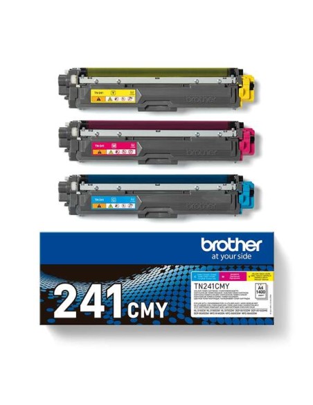 Brother TN241 Pack de 3 Cartuchos de Toner Originais - Ciano, Magenta, Amarelo - TN241CMY