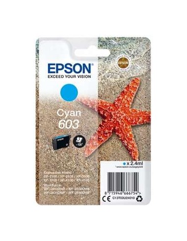 Epson 603 Cyan Cartucho de Tinta Original - C13T03U24010 en portugais se traduit par : Epson 603 Cyan Cartucho de Tinta Origina