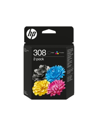 HP 308 Preto + Cor Pack de 2 Cartuchos de Tinta Originais - 6L6S6UE
