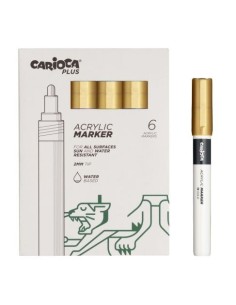 Carioca Plus Pack de 6 Marcadores Acrílicos - Ponta 2mm - Cor Ouro