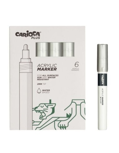 Carioca Plus Pack de 6 Marcadores Acrílicos - Ponta 2mm - Cor Prata