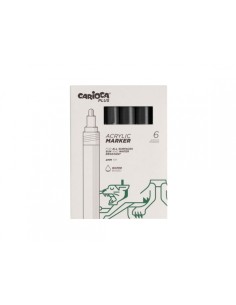 Carioca Plus Pack de 6 Marcadores Acrílicos - Ponta 2mm - Cor Preta