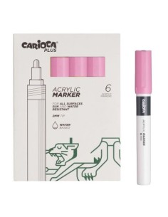 Carioca Plus Pack de 6 Marcadores Acrílicos - Ponta 2mm - Cor Rosa