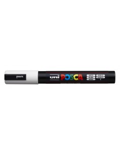 Posca PC-5M Marcador de Pintura - Ponta de Bala 1.8-2.5mm - Tinta à Base de Água - Resistente à Luz - Cor Branca 2
