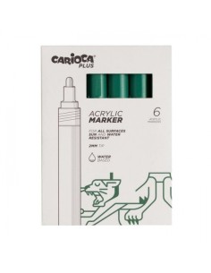 Carioca Plus Pack de 6 Marcadores Acrílicos - Ponta 2mm - Cor Verde