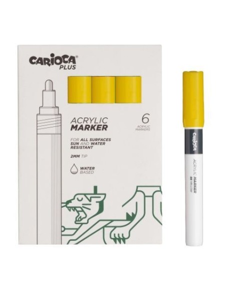 Carioca Plus Pack de 6 Marcadores Acrílicos - Ponta 2mm - Cor Amarela