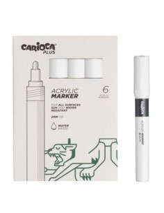 Carioca Plus Pack de 6 Marcadores Acrílicos - Ponta 2mm - Cor Branco
