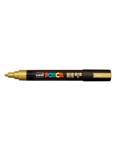 Posca PC-5M Marcador de Pintura - Ponta de Poliéster 1.8-2.5mm - Tinta à Base de Água - Resistente à Luz - Cor Ouro