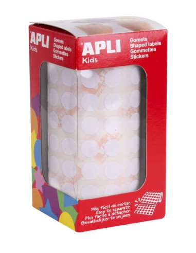 Apli Gomets Redondos Brancos com Adesivo Permanente - Ø 10,5mm - 5192 Gomets por Rolo - Ideal para Desenvolver a Psicomotricida