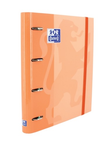 Oxford Europeanbinder Classic A4+ Pasta de Anéis com Refil Quadriculado 5x5 - Capa Dura - Fecho com Elástico - Cor Pêssego
