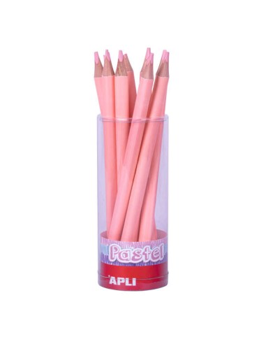 Apli Lápis Jumbo Pastel Rosa - Mina 5mm - Forma Triangular para Crianças - 10mm Diâmetro - 170mm Comprimento - Pacote com 18 Un