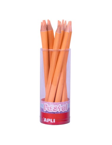 Apli Lápis Jumbo Pastel Salmão - Mina 5mm - Forma Triangular Ergonômica - Diâmetro 10mm, Comprimento 170mm - Pacote com 18 Unid