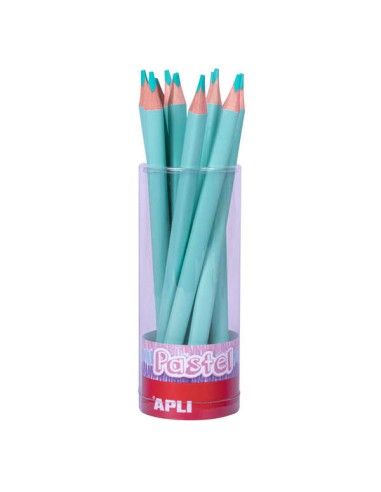 Apli Lápis Jumbo Pastel Turquesa - Mina de 5mm - Forma Triangular para Crianças - 10mm de Diâmetro - Pacote de 18 Unidades