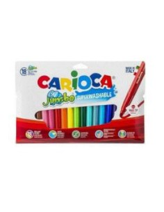 Carioca Jumbo Pack de 18 Marcadores - Ponta 6mm - Superlavável - Cores Sortidas