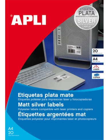 Apli Etiquetas Metalizadas Prata 45,7 x 21,2mm 20 Folhas