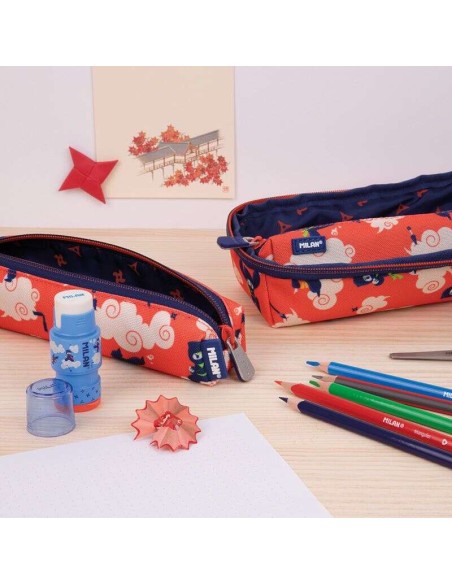 Milan Ninjutsu Pack de 4 Estojos portatudo com Conteúdo de Série - Conteúdo: Borracha, 2 Apontadores, 1 Lápis de Grafite HB, 3 