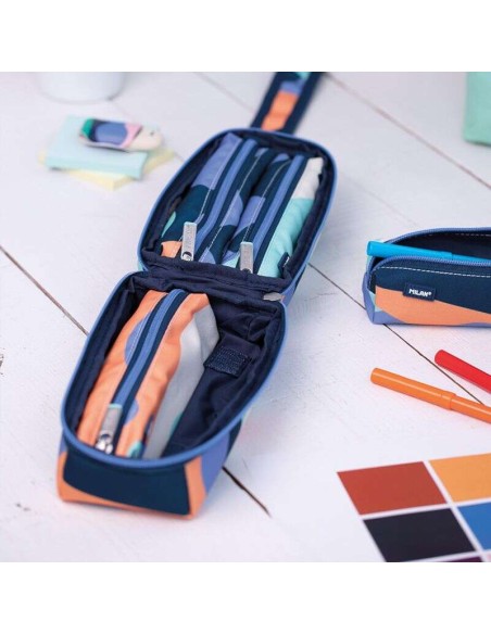 Milan The Fun Pack de 4 Estojos portatudo com Conteúdo de Série - Conteúdo: Borracha, 2 Apontadores, 1 Lápis de Grafite HB, 3 C