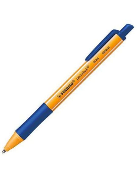 Stabilo Pointball Caneta Retrátil - Ponta de 1mm - Tinta à Base de Óleo - Recarregável - 79% Plástico Reciclado - Grip Antiderr