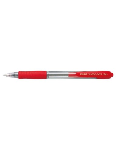 Pilot Caneta Esferográfica Retrátil SuperGrip - Ponta Redonda 1.0mm - Traço 0.27mm - Tinta à Óleo - Grip Ergonômico - Cor Verme