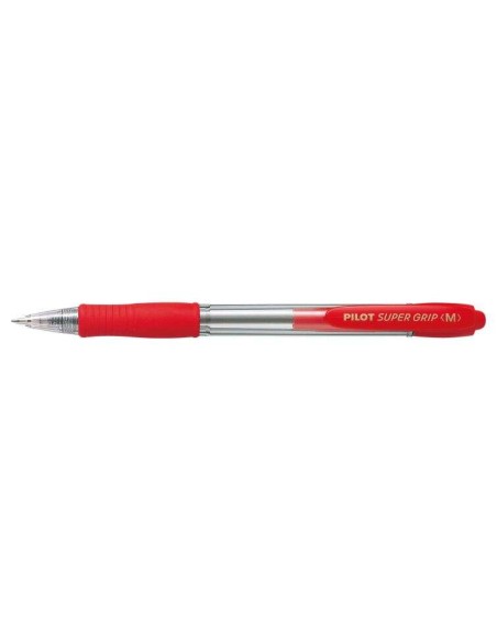 Pilot Caneta Esferográfica Retrátil SuperGrip - Ponta Redonda 1.0mm - Traço 0.27mm - Tinta à Óleo - Grip Ergonômico - Cor Verme