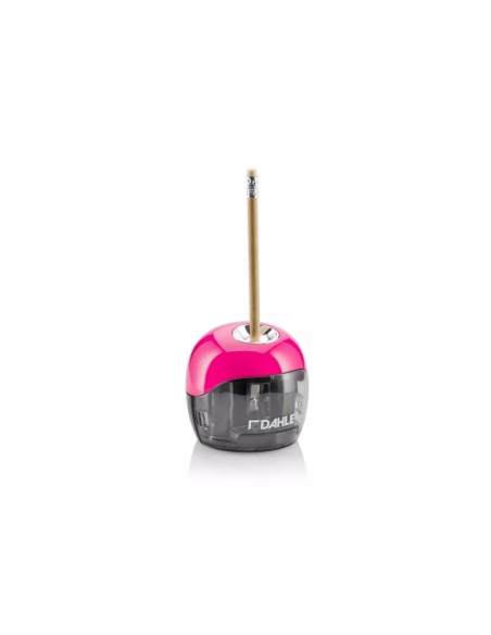 Dahle 250 Afiadeira Elétrica - Para Lápis de Ø 8mm - Grande Depósito Transparente - Alimentação com Pilhas AA - Cor Rosa