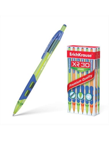 Erichkrause Caneta Automática Xr-30 Spring - Corpo Translúcido de Cores Néon - Ponta de 0,7mm - Tinta de Secagem Rápida - Cor A