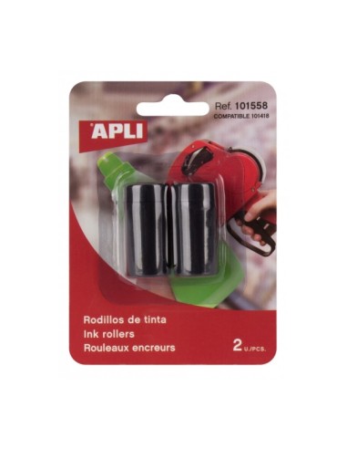 Apli Pack de 2 Recargas de Cartucho de Tinta para Rotuladoras de Preços - Preto - Compatível com Apli 101418