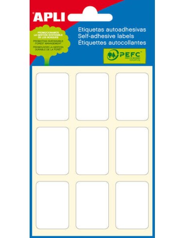 Apli Minibolsa de 54 Etiquetas Retangulares 22x32mm - 6 Folhas de 9 Etiquetas - Adesivo Permanente - Cantos Arredondados - Cor 