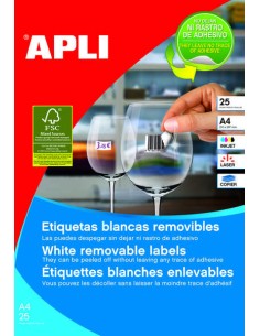 Apli Pack de 4.725 Etiquetas 25.4x10.0mm - 25 Folhas x 189 Etiquetas - Adesivo Removível - Cantos Arredondados - Cor Branca 2