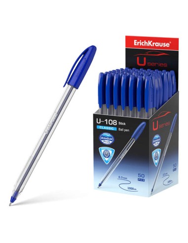 Erichkrause U-108 Esferográfica Clássica - Ponta de Esfera 1.0mm - Traço de 0.3mm - Tampa Ventilada - Ultra Glide Technology - 