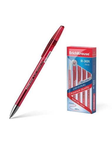 Erichkrause R-301 Original Esferográfica de Tinta Gel - Ponta 0.5mm - Traço 0.4mm - Corpo Translúcido Colorido - Grip Perfilado