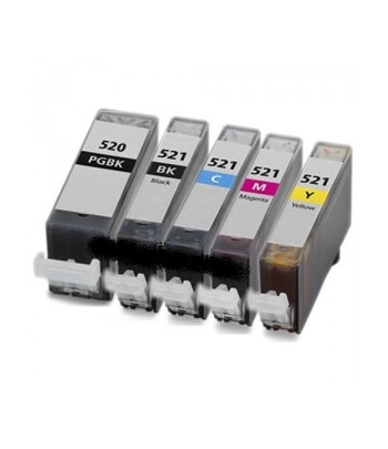Pack de 5 tinteiros compativeis CAN 520B K / 521BK / C/M/Y  