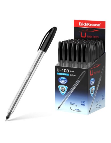 Erichkrause U-108 Caneta Clássica - Ponta Esferográfica 1.0mm - Traço de 0.3mm - Tampa Ventilada - Tecnologia Ultra Glide - Cor