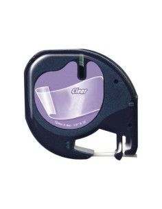 Dymo LetraTag S0721530 Fita de Etiquetas Genérica para Rotuladora - Texto preto sobre fundo transparente - Largura 12mm x 4 met