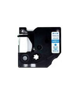 Dymo D1 45014 Fita de Etiquetas Genérica para Rotuladora - Texto azul sobre fundo branco - Largura 12mm x 7 metros - Substitui 