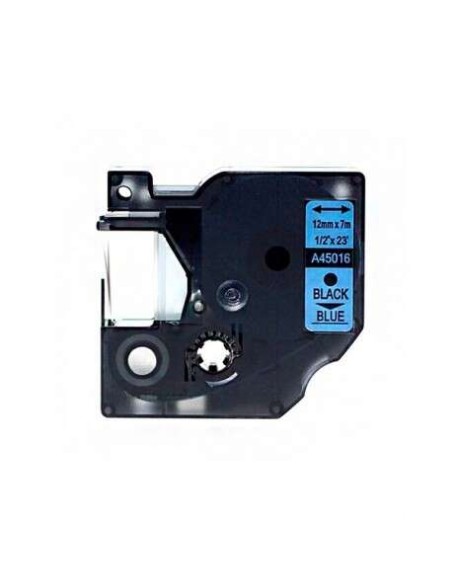 Dymo D1 45016 Fita de Etiquetas Genérica para Rotuladora - Texto preto sobre fundo azul - Largura 12mm x 7 metros - Substitui S