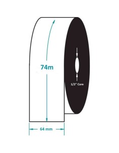 Zebra ZipShip 2300 Pacote de 12 Fitas de Transferência Térmica Original - Fitas de Cera - Núcleo 12,7mm, Largura 64mm, Comprime 2