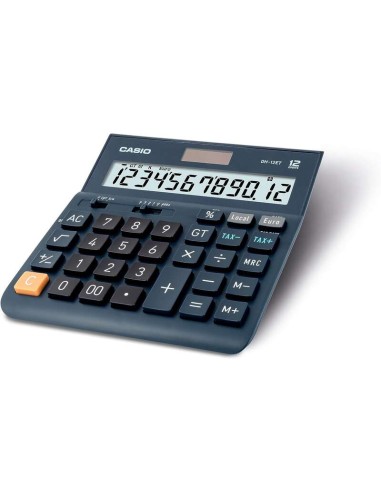 Casio DH-12ET Calculadora de Mesa - Ecrã Extra Grande de 12 Dígitos - Alimentação Solar e a Pilhas - Cor Azul Escuro