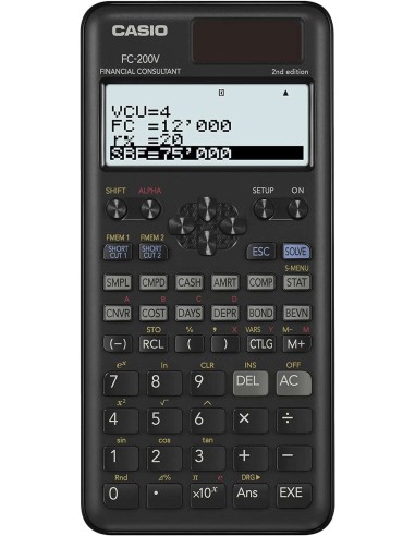 Casio FC200V Calculadora Financeira - Ecrã de 4 Linhas - Visualização de Vários Parâmetros ao Mesmo Tempo - Teclas de Acesso Di