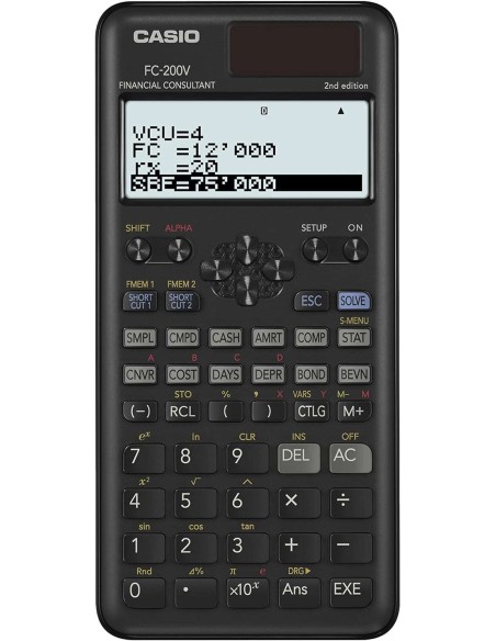 Casio FC200V Calculadora Financeira - Ecrã de 4 Linhas - Visualização de Vários Parâmetros ao Mesmo Tempo - Teclas de Acesso Di