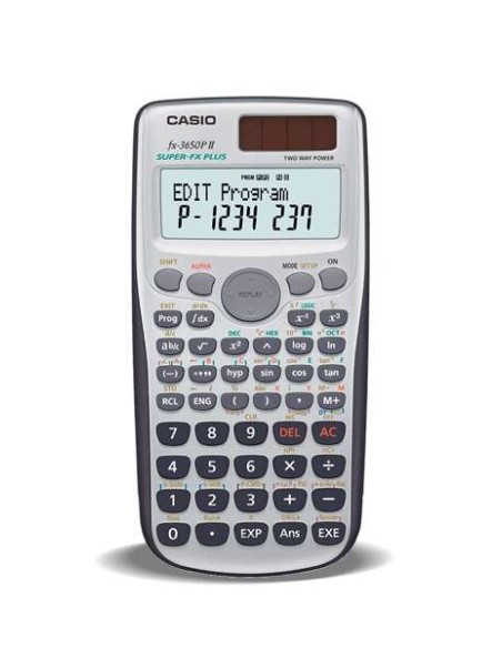 Casio FX-3650PII Calculadora Programável de Mesa - Tela de 2 Linhas - 279 Funções - 360 Passos de Programação - Alimentação a P