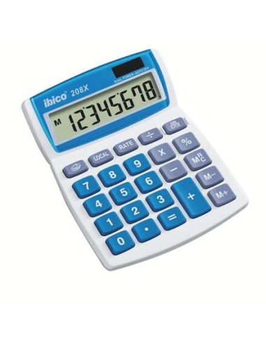Ibico 208X Calculadora de Mesa - Teclas Grandes - LCD de 8 dígitos - Função de Prorrogação
