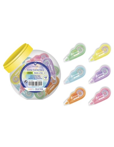 Bismark Mini Fita Corretiva Pastel 5mm x 5m - Correção Instantânea - Não Deixa Marcas em Fotocópias