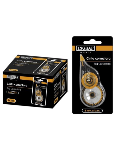 Fita Corretiva a Seco Ingraf 5mmx12m - Correção Rápida e Limpa - Escrita Imediata