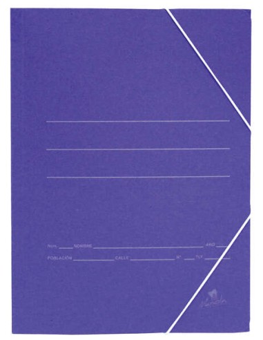 Mariola Pasta de Cartão Simples Folio 500g/m2 - Medidas 34x25x1cm - Fecho com Elástico - Cor Azul Fosco