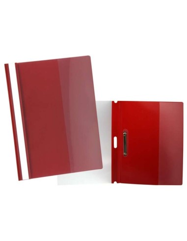 Sim Dossiê com Fastener para 30 Folhas A4 - Capa Transparente, Traseira Borgonha - Fabricado em Polipropileno