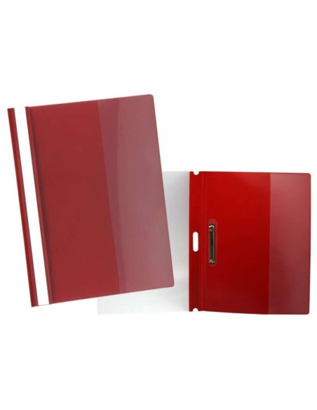 Sim Dossiê com Fastener para 30 Folhas A4 - Capa Transparente, Traseira Borgonha - Fabricado em Polipropileno