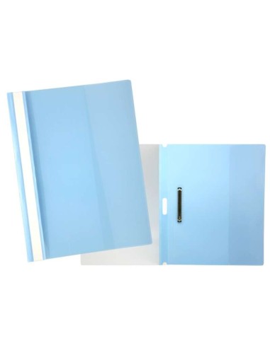 Sim Dossiê com Fastener para 30 Folhas A4 - Capa Transparente, Traseira Azul - Fabricado em Polipropileno