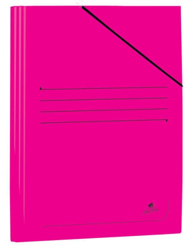 Mariola Pasta de Cartão Plastificado Folio 500g/m² - Medidas 34x25cm - Fecho com Elástico - Cor Fúcsia