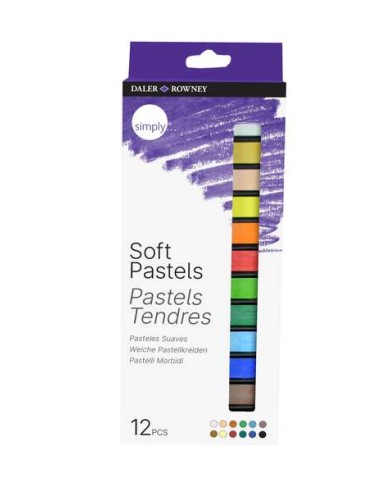 Daler Rowney Conjunto de 12 Pastéis Suaves - Para uma Ampla Variedade de Superfícies - Fácil de Usar - Cores Sortidas